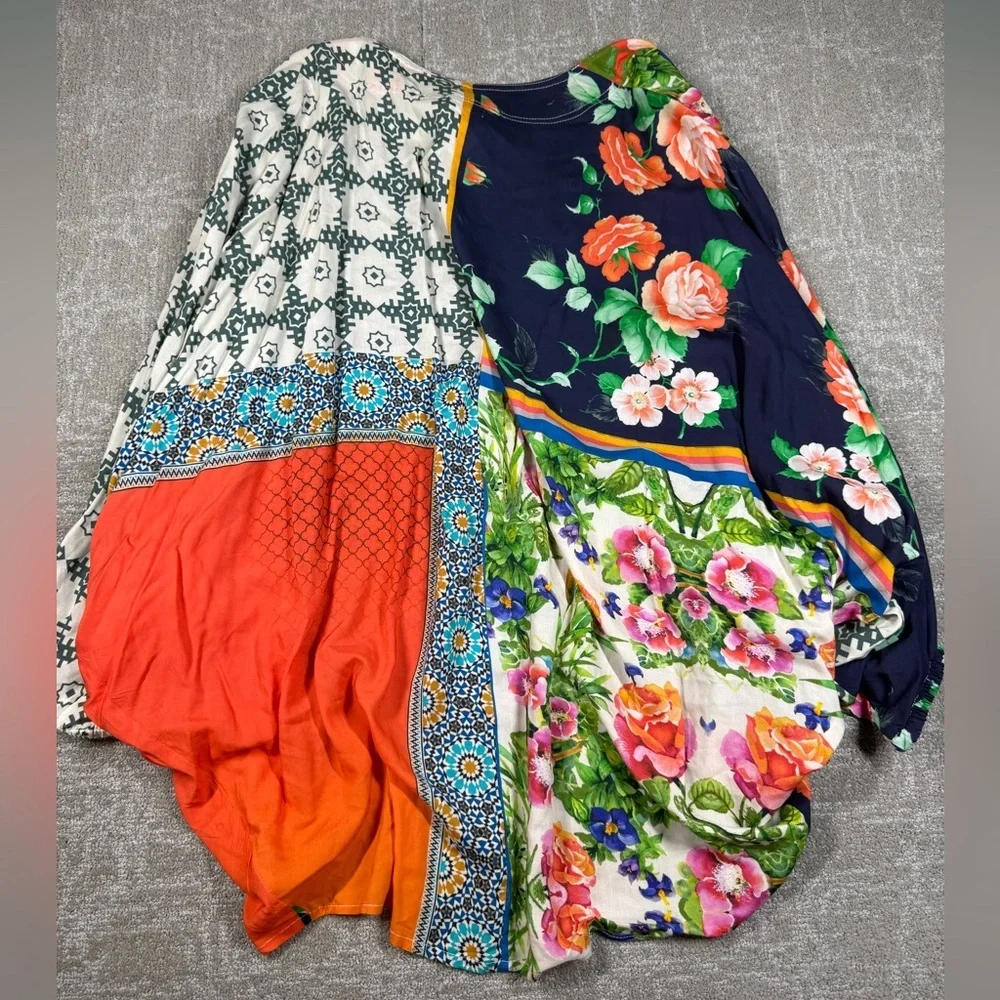 Anthropologie Dylan Batwing Multicolor Floral Geometric Print Cocoon Kimono NWT - Picture 6 of 6